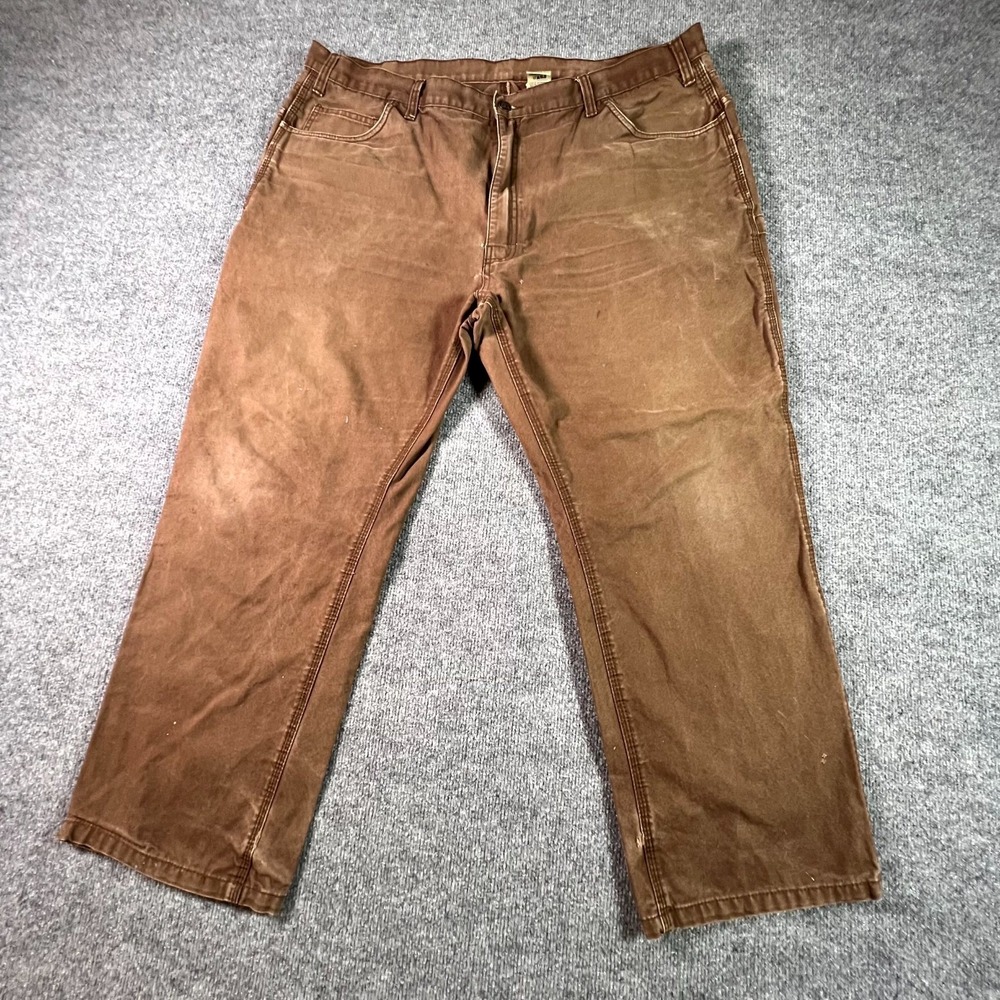 Berne Carpenter Pants Mens 44x30 Bark Heartland Washed Duck Relaxed Fit Workwear